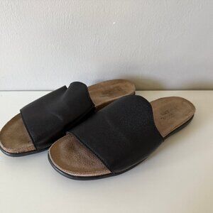 Naot Black Leather Skylar Slide Sandal Slip On Minimalist Neutral 41 10